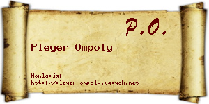 Pleyer Ompoly névjegykártya